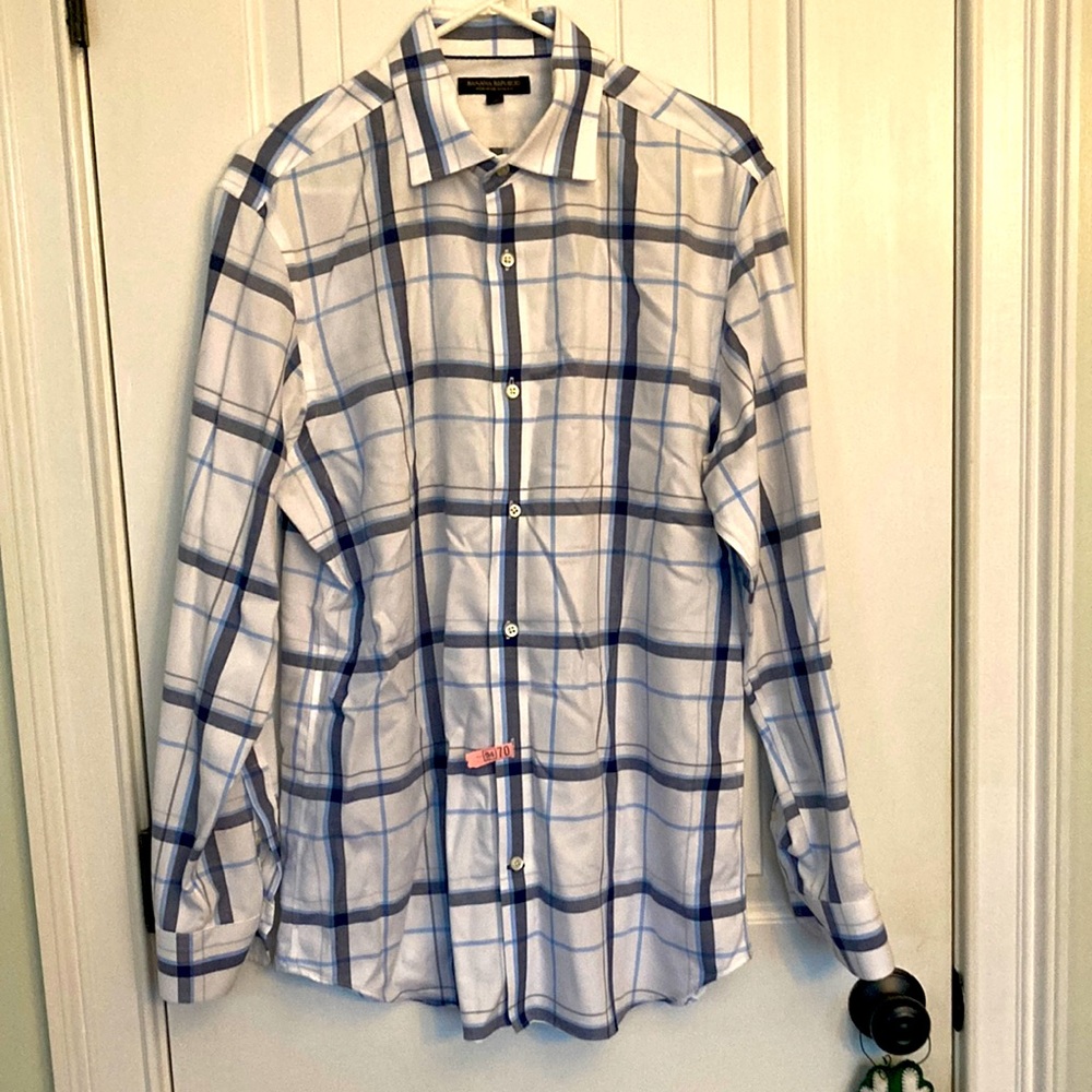 Banana Republic Button Down Dress Shirt Sz L Non-iron Slim Fit